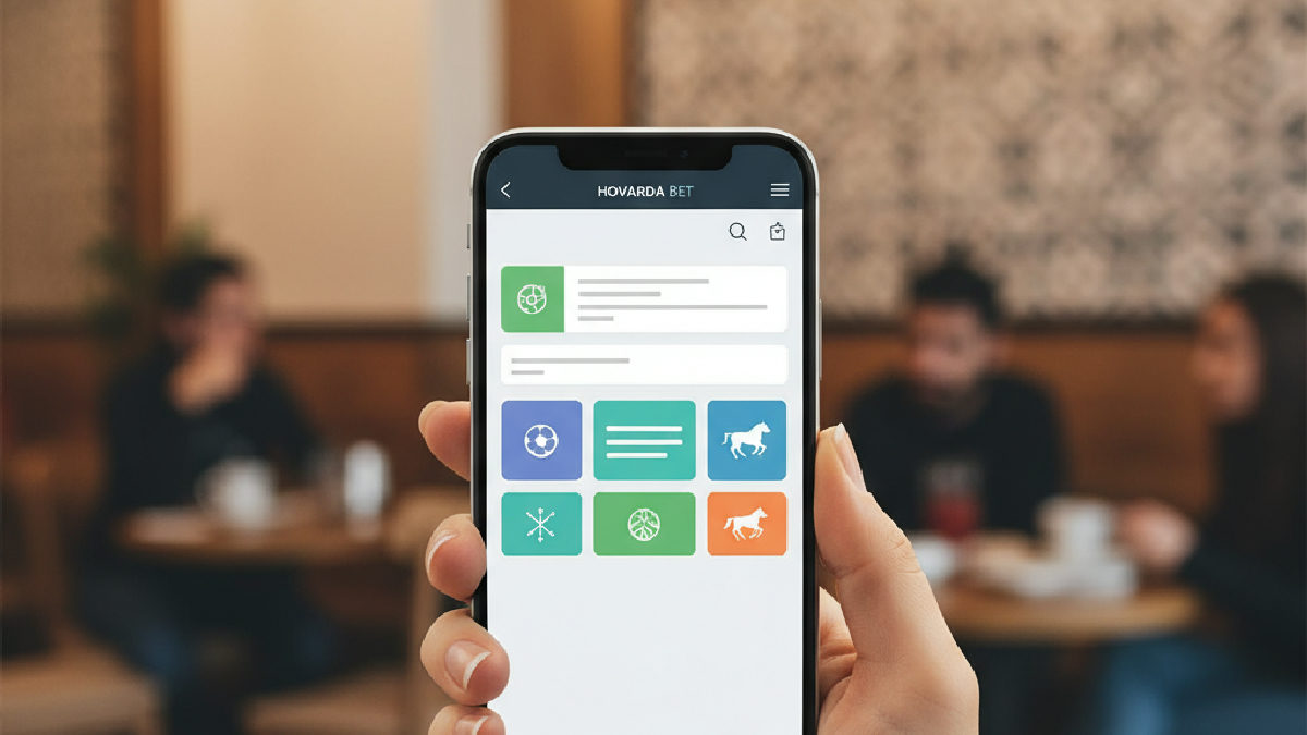 Akıllı telefon ekranında Hovarda Bet mobil uygulaması ve hızlı bahis seçenekleri.