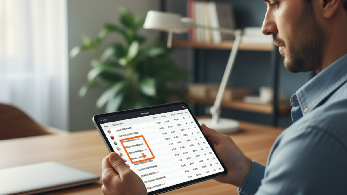 Bahis oranlarını analiz eden bir tablet uygulaması ve düşen oranlar.